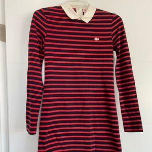 LACOSTE LIVE Striped Collared Short Dress Size S